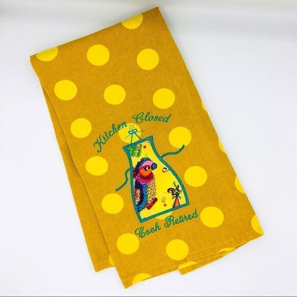 Kitchen Closed…Retired Polka Dot Parrot Tea Towel - Picture 2 of 8